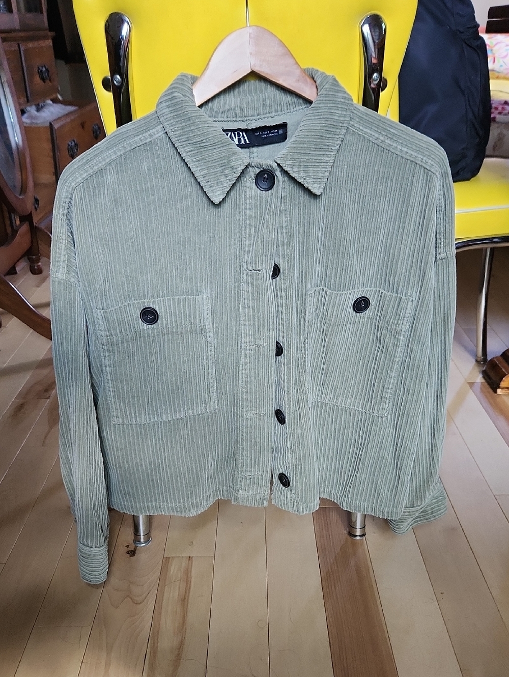Zara Olive Green Corduroy Shirt Jacket